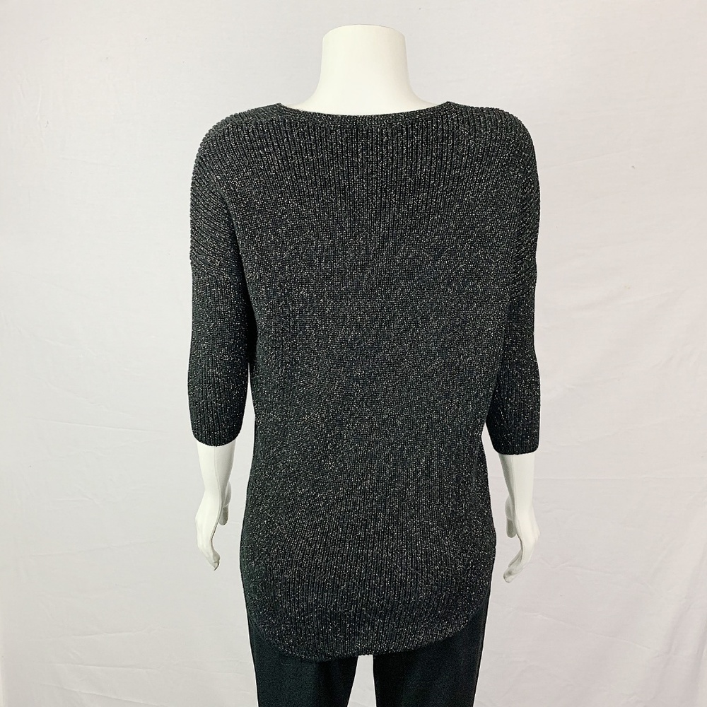 EXPRESS Black Gold Glitter Top 3/4 Sleeve Sz XS - Picture 4 of 6